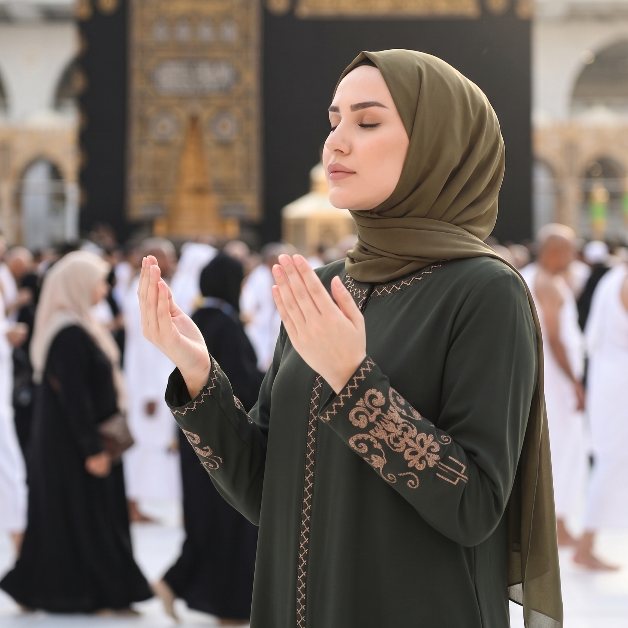 Green Embroidered Sleeves Abaya with Hidden Zipper – Turkish Abaya