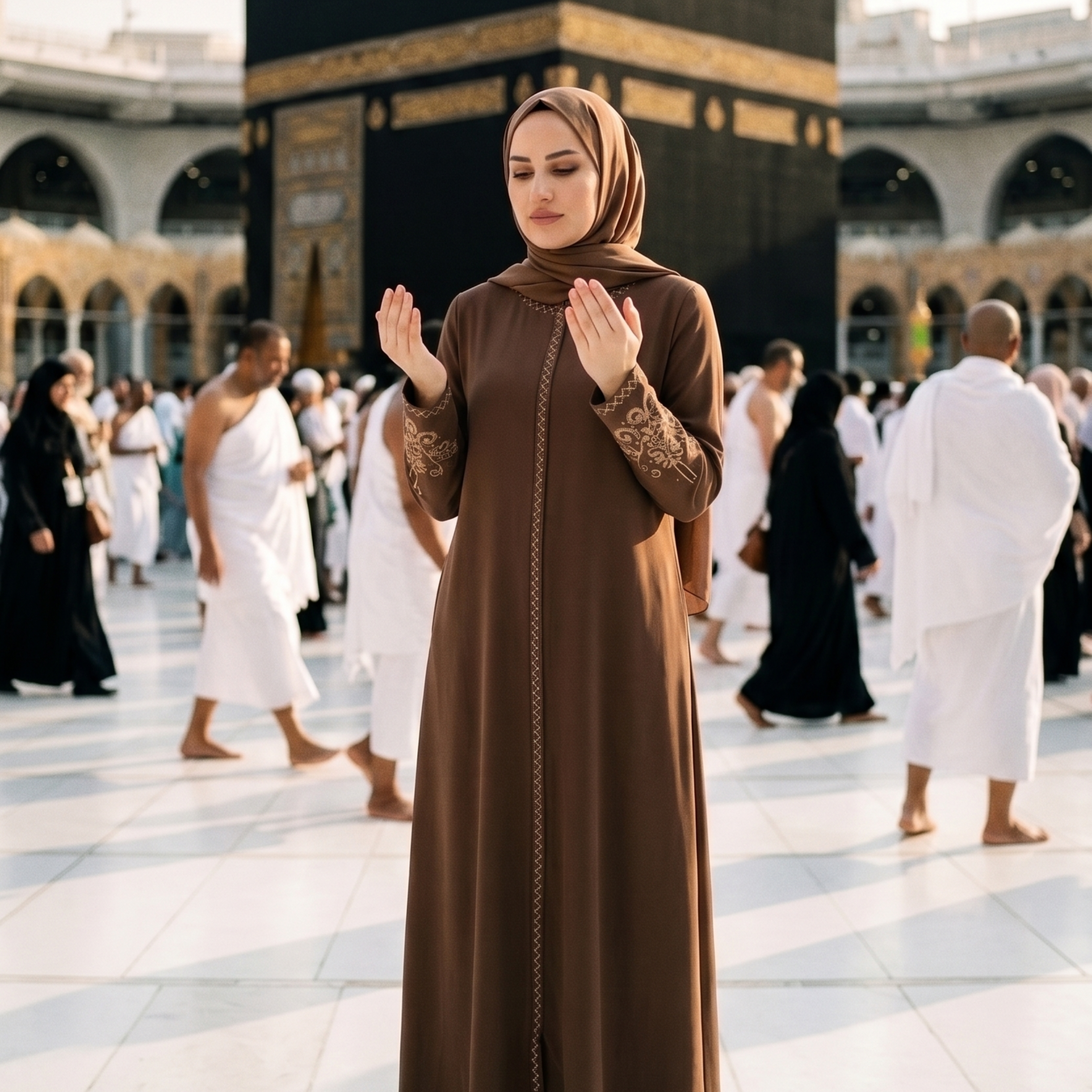 Brown Embroidered Sleeves Abaya with Hidden Zipper – Turkish Abaya