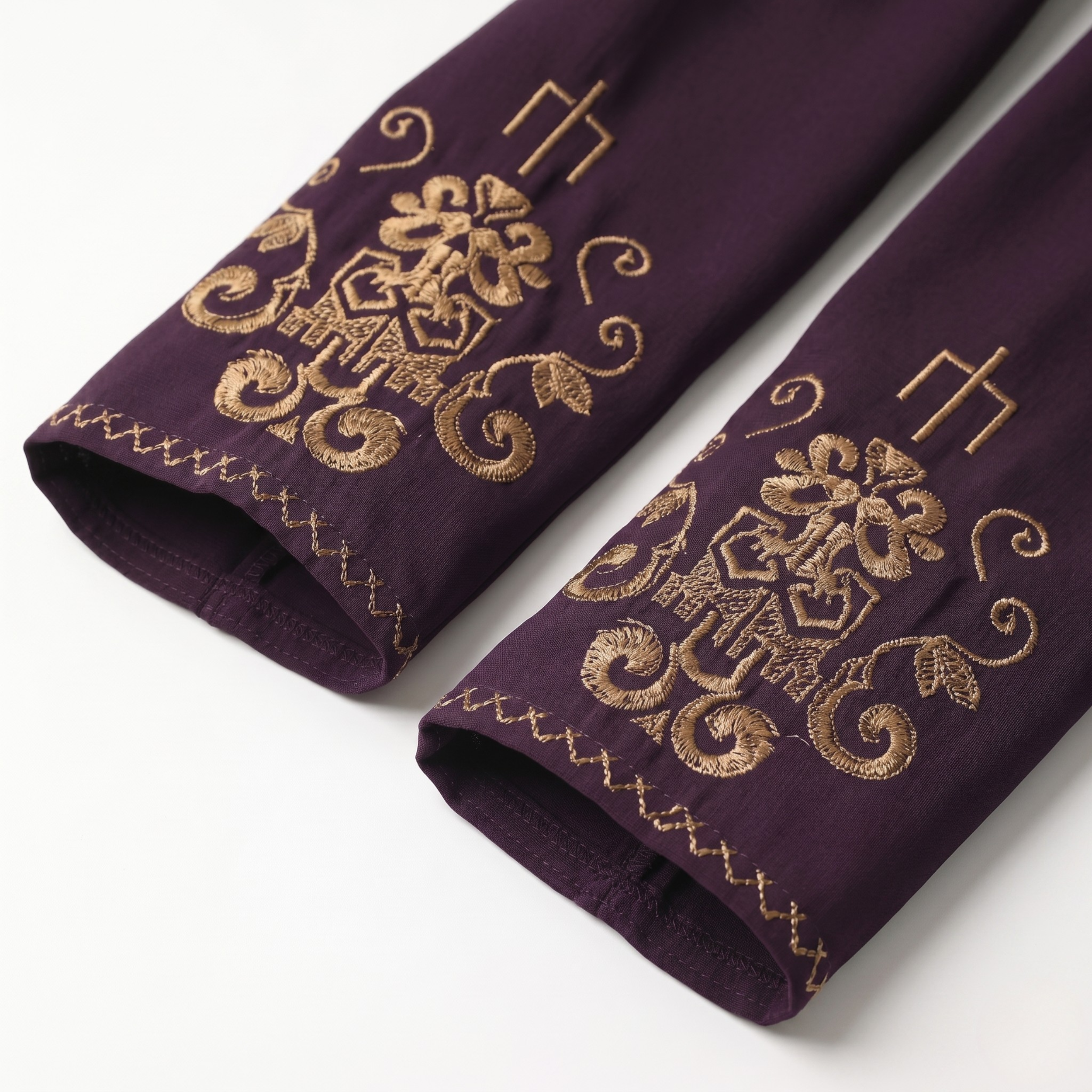 Purple Embroidered Sleeves Abaya with Hidden Zipper – Turkish Abaya