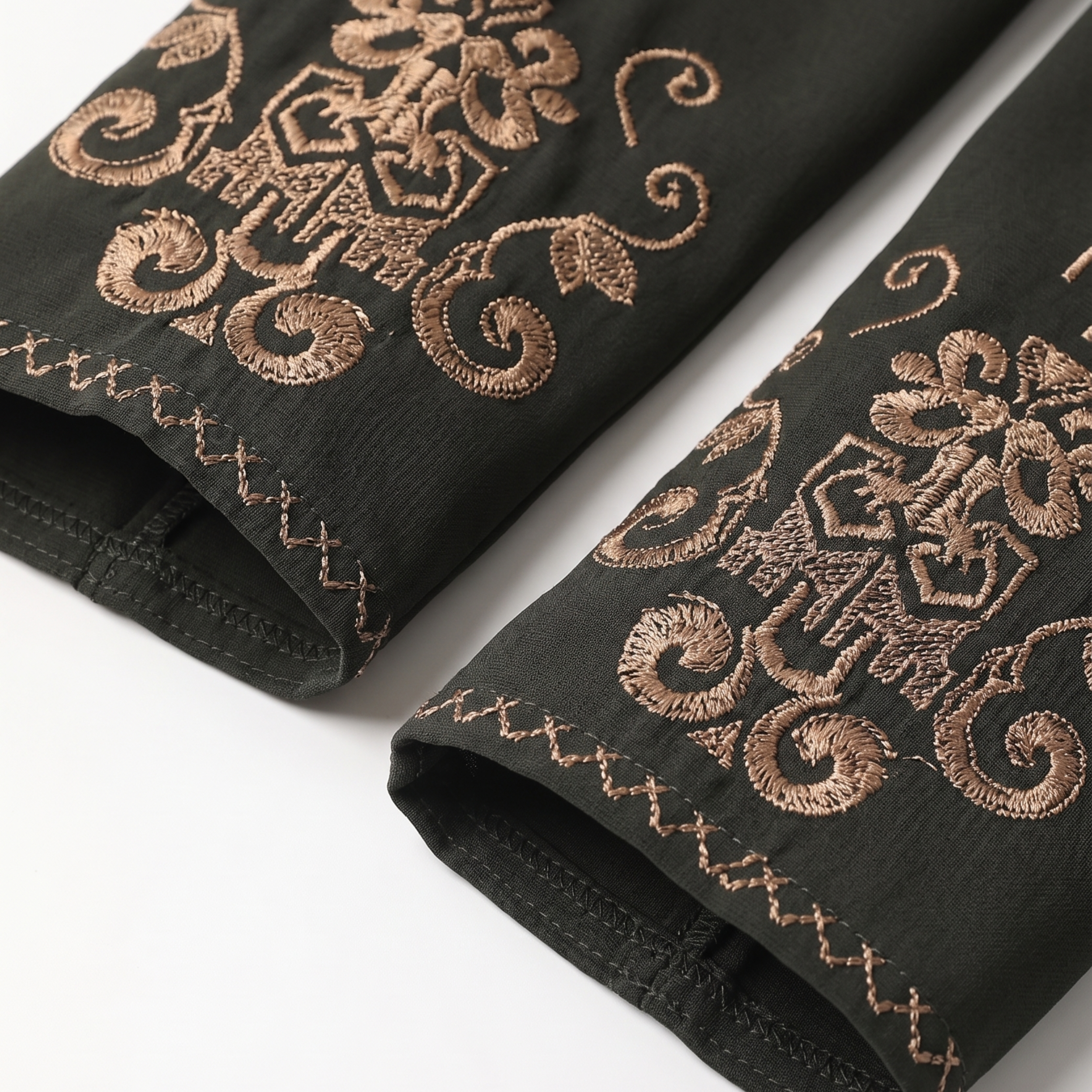 Green Embroidered Sleeves Abaya with Hidden Zipper – Turkish Abaya