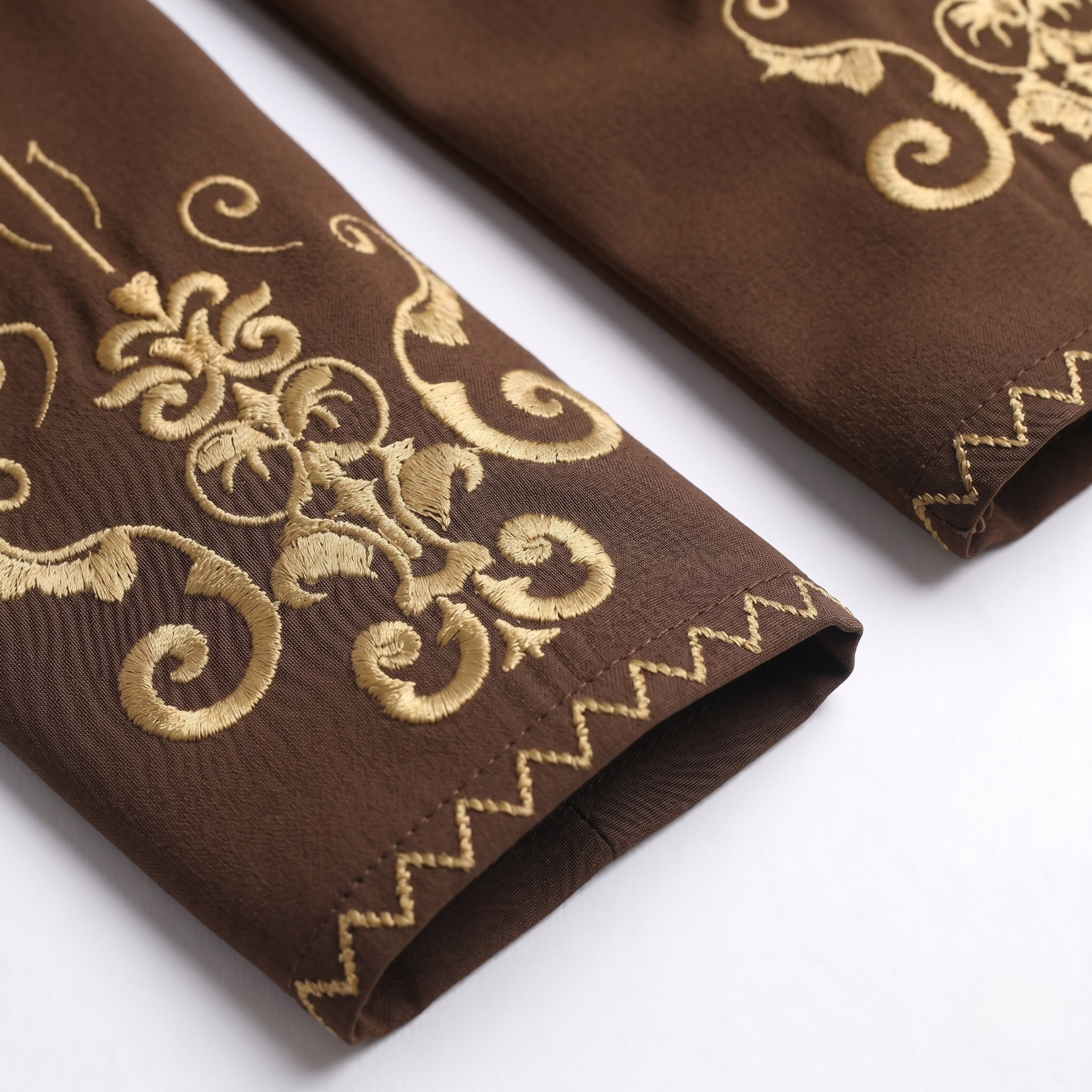 Brown Embroidered Sleeves Abaya with Hidden Zipper – Turkish Abaya