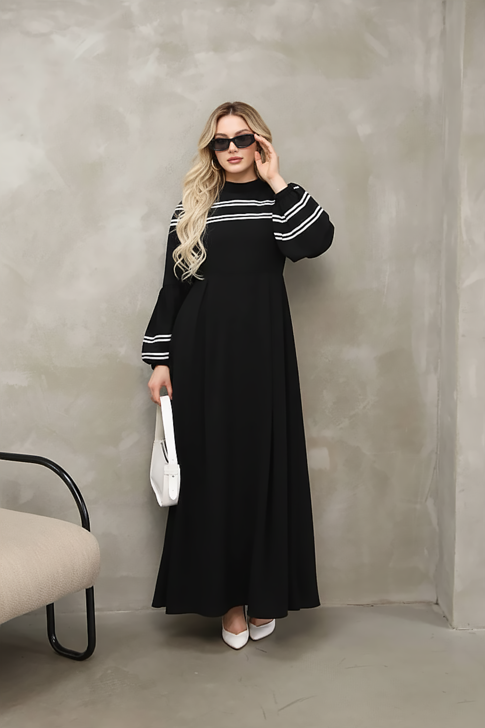 istanbul styles Women’s Modest Maxi Dress Abaya Style Long Sleeve Belted