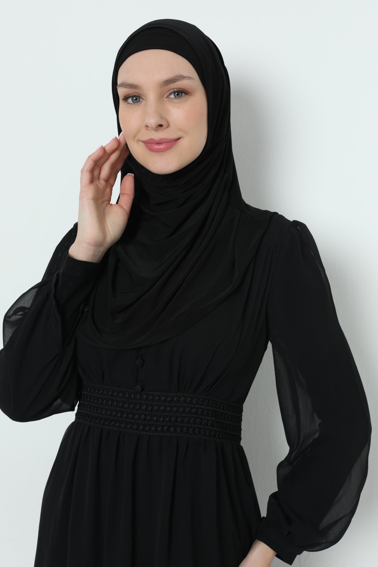Elegant Stretchable Hijab for Women, Instant and Durable, Tailored for Muslim Women Consists of 2pieces