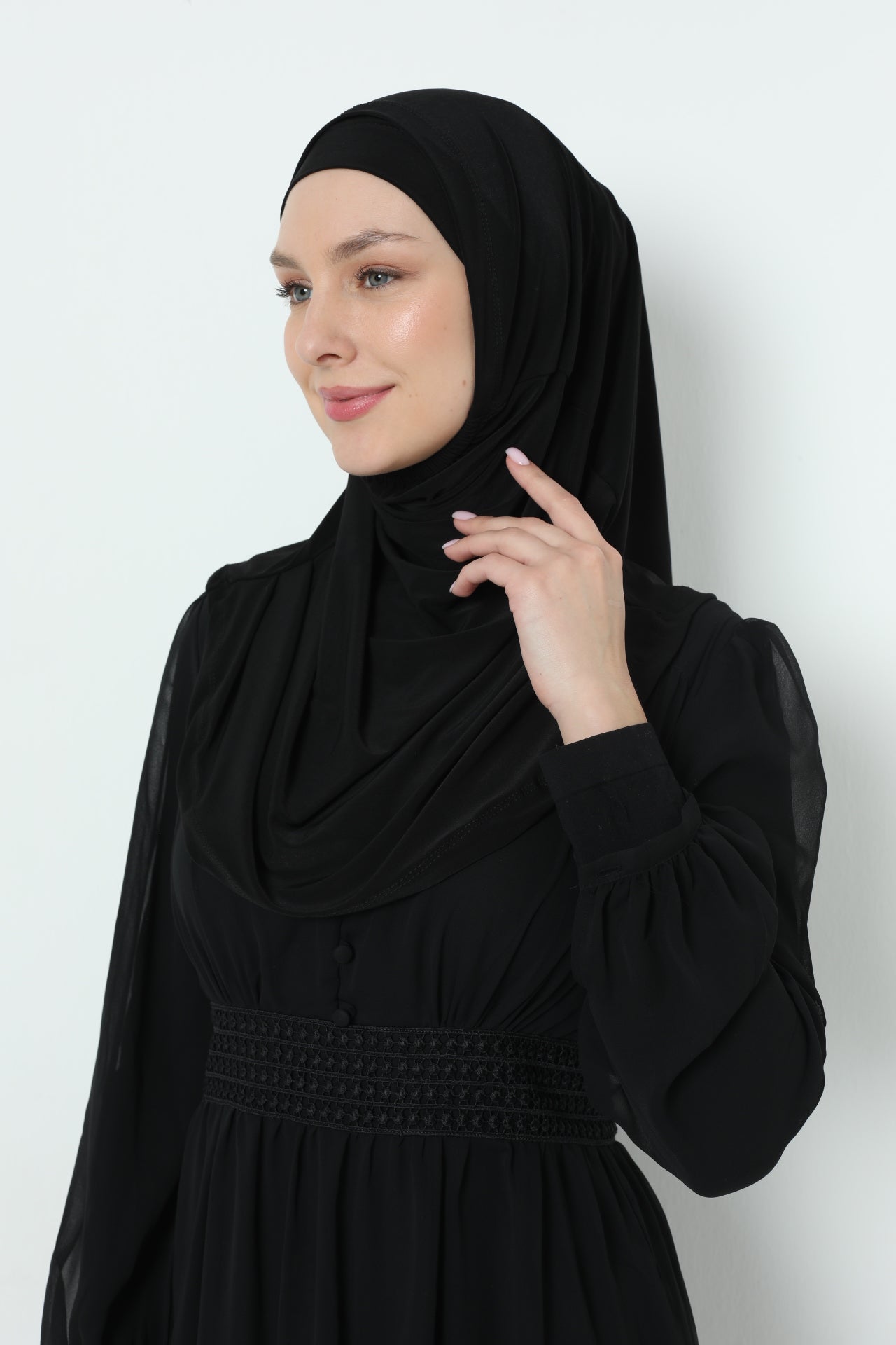 Elegant Stretchable Hijab for Women, Instant and Durable, Tailored for Muslim Women Consists of 2pieces