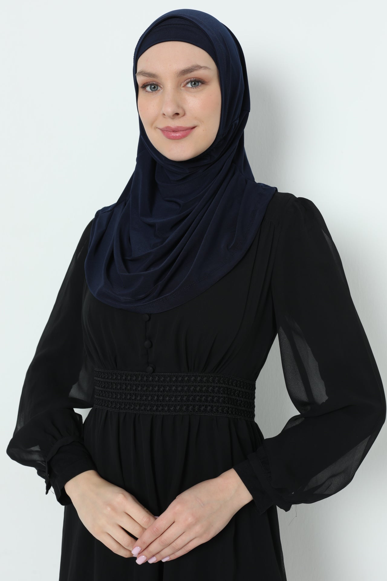 Elegant Stretchable Hijab for Women, Instant and Durable, Tailored for Muslim Women Consists of 2pieces