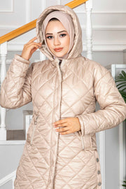 Quilted Sequined Hijab Coat MUH-552