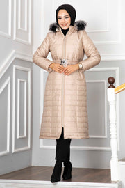 Hooded Quilted Hijab Coat MUH-555