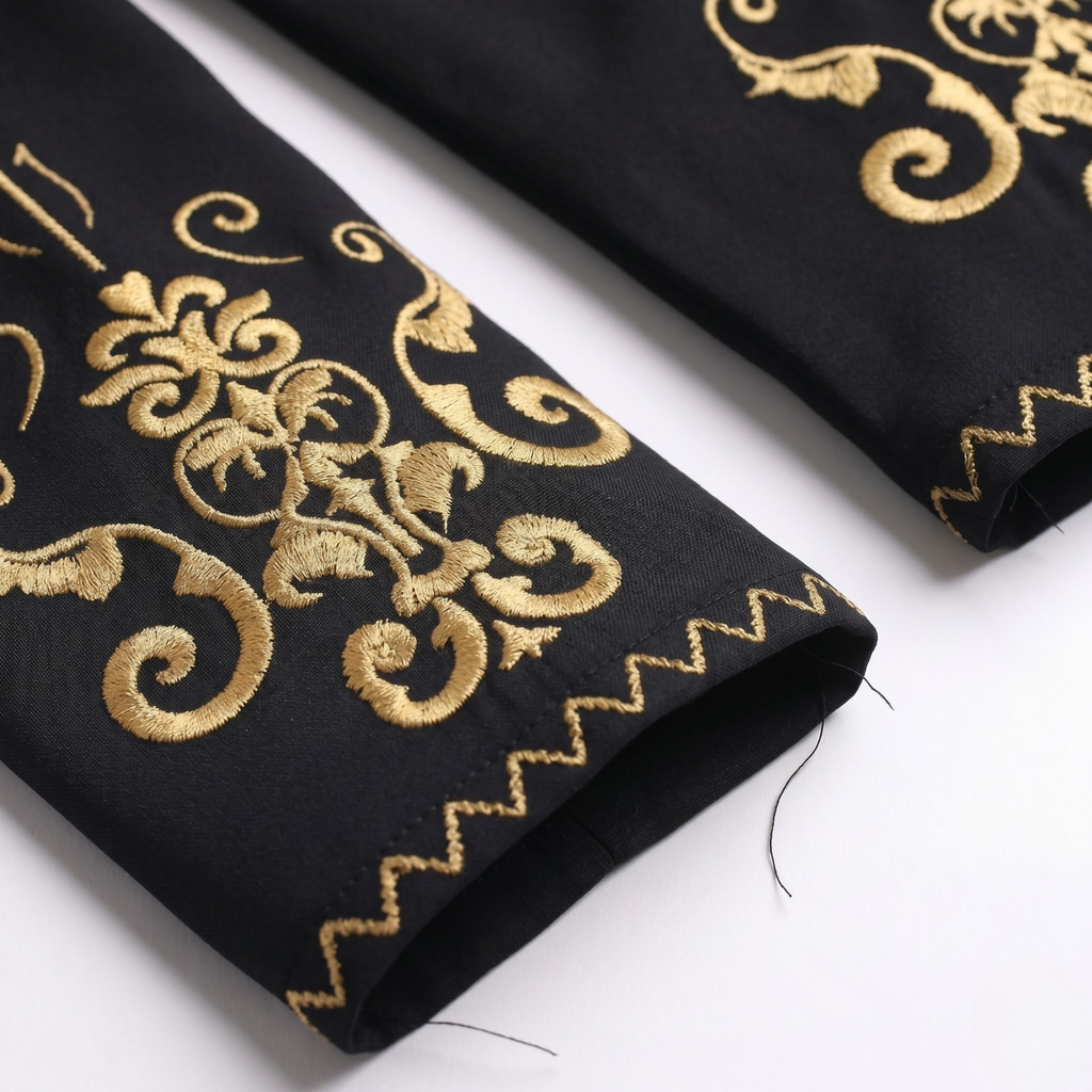 Black embroidered sleeve abaya styled with a coordinating hijab for everyday modest wear