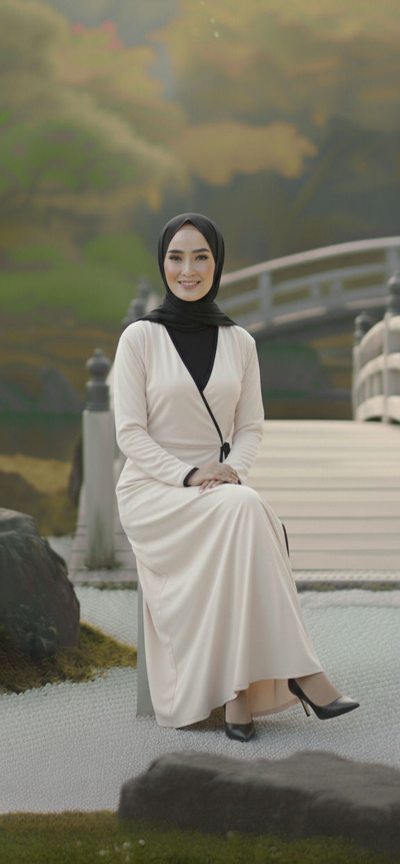 Beige Turkish Kimono Wrap Abaya, Long Sleeve Open Front Floor Length – Turkish Abaya