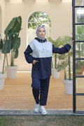 Navy Two-Piece Hooded Tracksuit for Modest Women – Turkish Sportswear Set