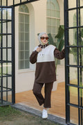 Brown Two-Piece Hooded Tracksuit for Modest Women – Turkish Sportswear Set