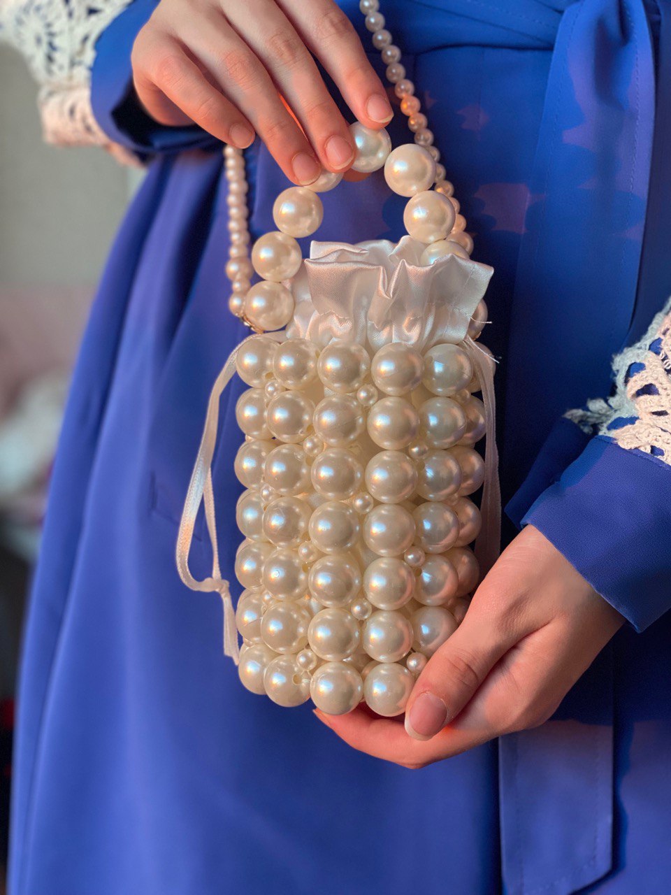 Pearl Beaded Bucket Bag