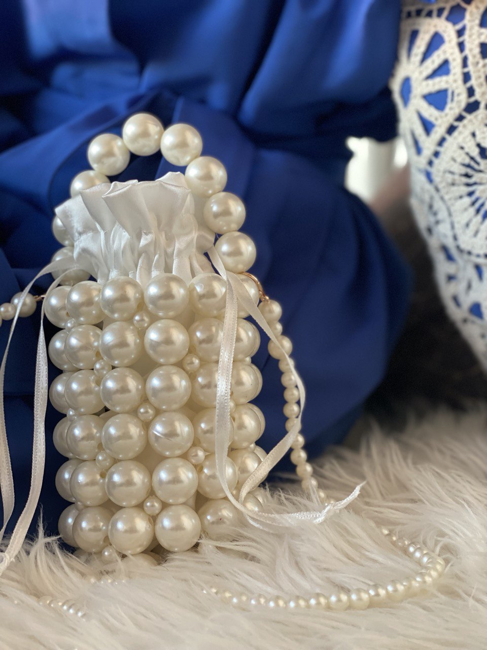 Pearl Beaded Bucket Bag