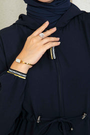 Abaya Hoodie String Belt Zip-Down MUH-108