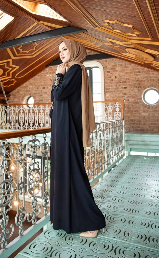 Embroidered Sleeves Abaya Dress MUH-163