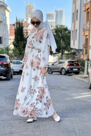 Large Floral Chiffon Dress Turkey Muslim Fashion Hijab Islam Clothing Dubai Istanbulstyles Istanbul MUH-460
