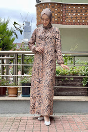 Lace-Up Dress Abaya Turkey Muslim Fashion Islamic Clothing Women Istanbul Styles Black Jersey Hijab Chiffon MUH-494
