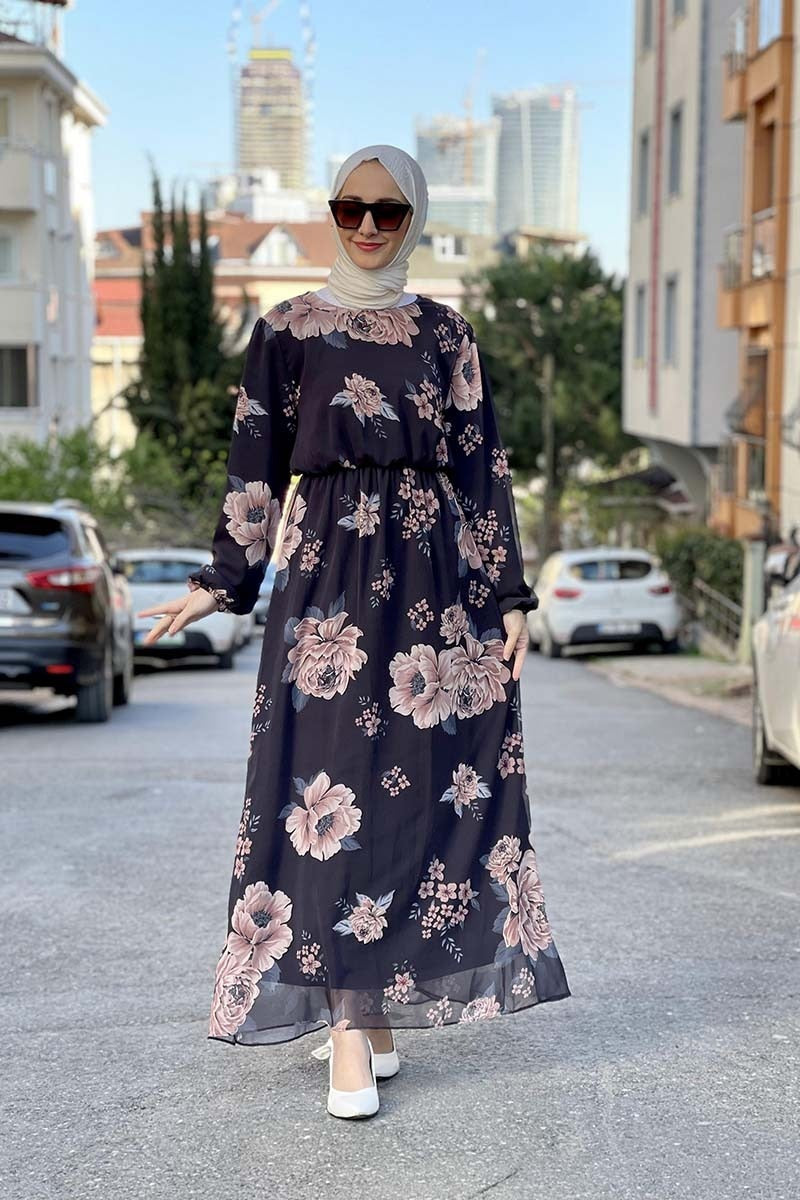 Long Frilled Dress Women Dress Turkish Fashion Islamic Muslim