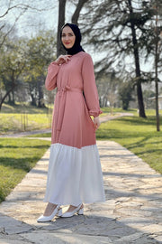 Two Color Hijab Dress Turkey Muslim Fashion Islam Women Clothing Dubai Istanbul MUH-475