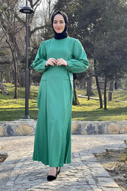 Side Pleated Dress Turkey Muslim Fashion Hijab Islam Women Clothing Dubai Istanbul MUH-483