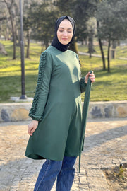 Frill Detailed Tunic Hijab Turkey Muslim Fashion Dress Islam Clothing Dubai Istanbulstules Women Top Shirt MUH-455