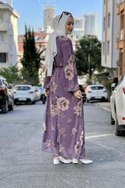 Large Floral Chiffon Dress Turkey Muslim Fashion Hijab Islam Clothing Dubai Istanbulstyles Istanbul MUH-460
