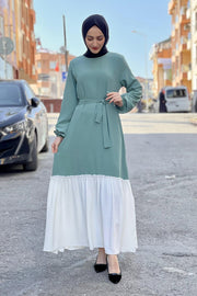 Two Color Hijab Dress Turkey Muslim Fashion Islam Women Clothing Dubai Istanbul MUH-475