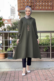 Arms Elastic Necklace Tunic Hijab Turkey Muslim Fashion Dress Islam Clothing Dubai MUH-439