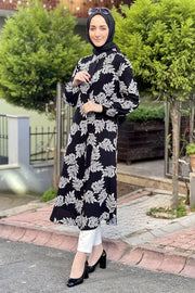 Buttoned Patterned Tunic Hijab Turkey Muslim Fashion Dress Islam Clothing Dubai Istanbulstules Women Top Shirt MUH-457