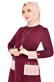 Necklace Combination Double Suit Tunic with Pants Turkey Muslim Fashion Hijab Dress Islam Clothing Dubai MUH-492