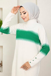 Patterned Hijab Suit with Buttons on the Cuff Turkey Muslim Fashion Dress Islam Clothing MUH-516