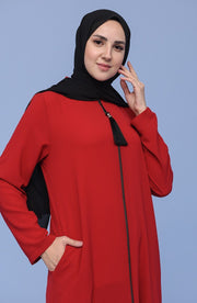 Zippered Crepe Abaya Dress MUH-231