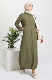 Hooded Zippered Abaya Dress MUH-230