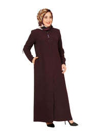 Staple Detailed Pocket Abaya Dress Turkey Muslim Fashion Islam Clothing Dubai Istanbul Hijab MUH-435