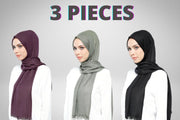3-Pack Shawl hijabs women turkey muslim head cover dubai MUH-022