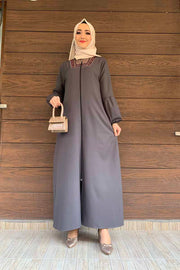 Plaid Wide Sleeves Abaya Dress Turkey Muslim Fashion Islam Clothing Dubai Istanbul Hijab Ramadan MUH-433