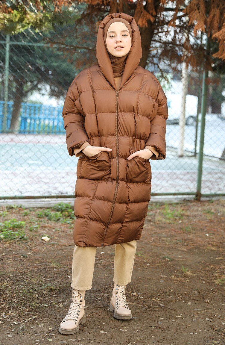 Quilted Zippered Inflatable Coat MUH-265 Cream / One Size - STD