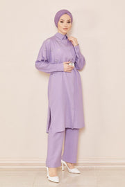 Tunic Pants With Belt Turkey Muslim Fashion MUH-344