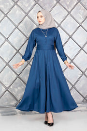 Floral Printed Aerobin Hijab Dress Turkey Muslim Fashion Islam Clothing Dubai Istanbul MUH-387