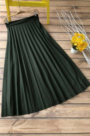 Women's Black Pleated Long  skirt MUH