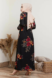 Women's Black Floral Patterned MUH-009