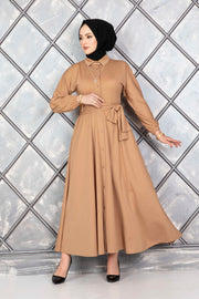 Floral Printed Aerobin Hijab Dress Turkey Muslim Fashion Islam Clothing Dubai Istanbul MUH-387