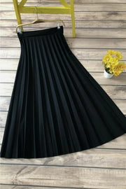 Women's Black Pleated Long  skirt MUH