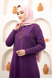 Button Detailed Hijab Set Tunic with Pants MUH-306