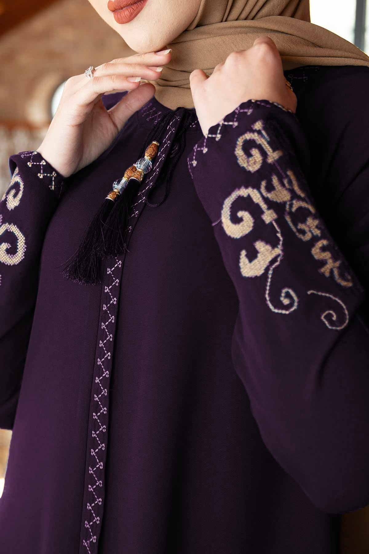 Embroidered Sleeves Abaya Dress MUH-163